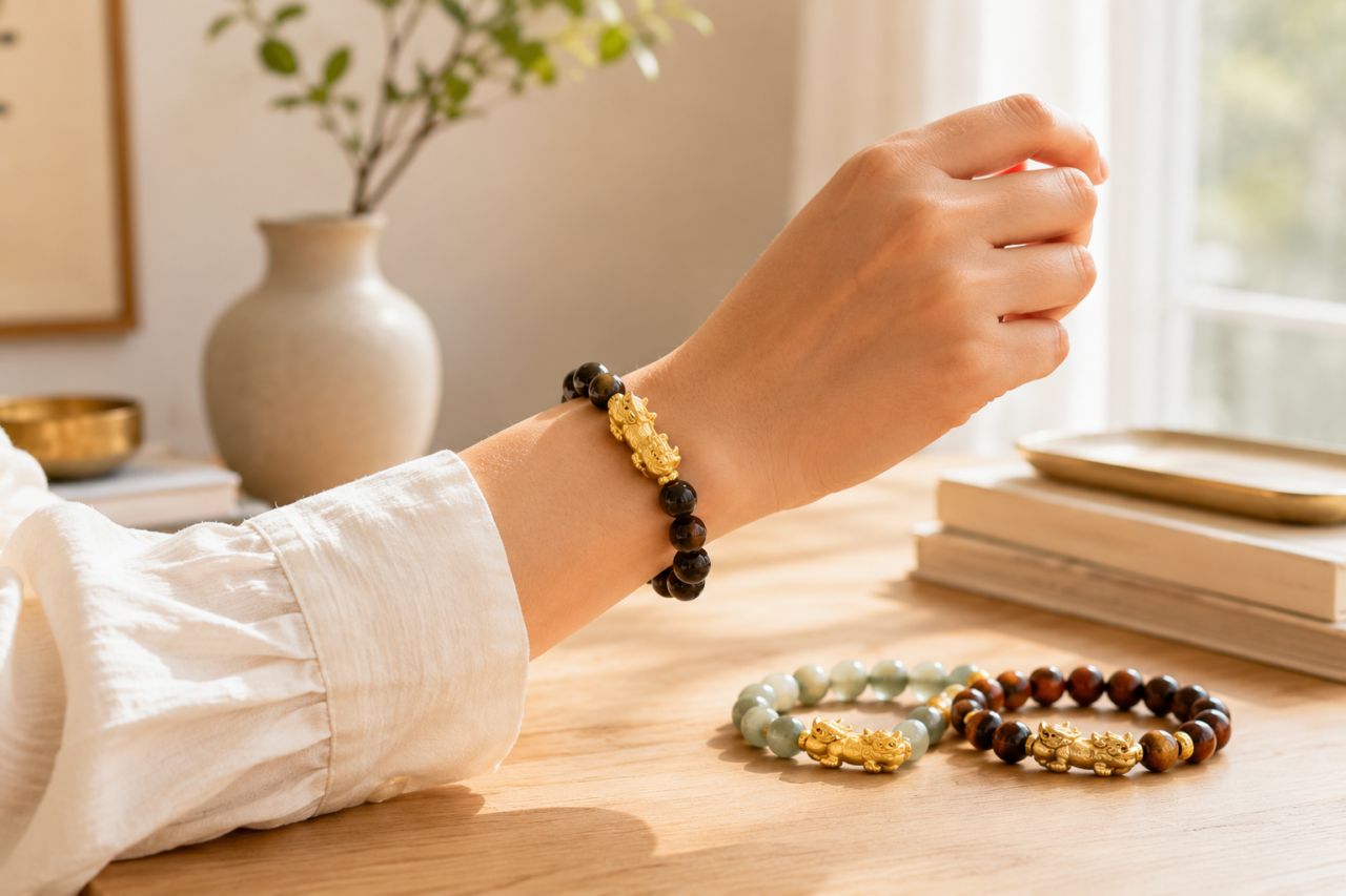 Pi Yao and Pi Xiu bracelets explained as symbolic Feng Shui objects and why consecration matters for Tai Sui protection.